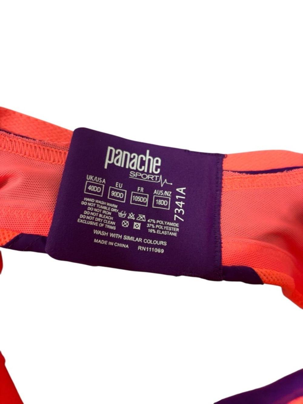 NEW Panache Sports 7341 Purple/Coral Multi Multiway Non Wired Bra Size 40DD - Picture 9 of 13
